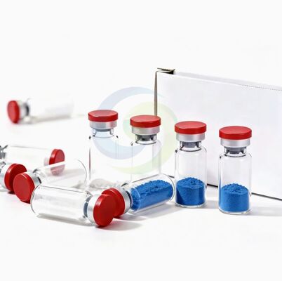 ผงเปปไทด์ทองแดง Copper Tripeptide 1 ความบริสุทธิ์สูง โครงสร้างเสถียรสำหรับการผลิตคอลลาเจน ส่วนประกอบ Copper Tripeptide-1