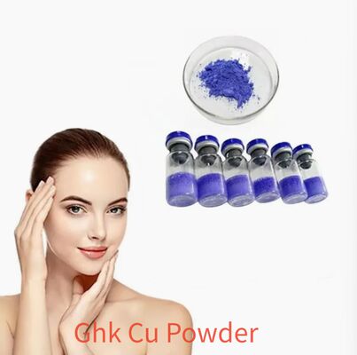 สดใสสูง GHK-Cu Copper Peptide Powder สําหรับการวิจัยการดูแลผิวหนัง Copper Tripeptide-1 สารประกอบเครื่องสําอาง Blue Peptide คุณภาพคง