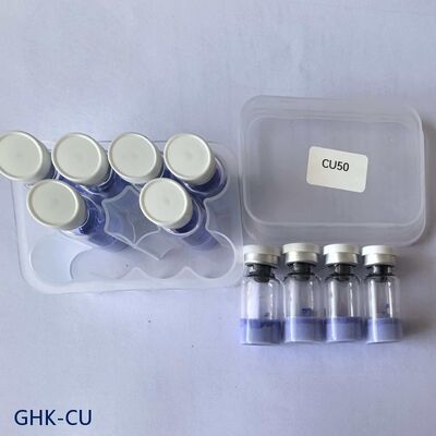 ขนาดความบริสุทธิ์สูง GHK-Cu พีปติดปูนสําหรับการวิจัยการดูแลผิวหนัง ธรีเพปติดทองแดง-1 วัสดุแท้ สารประกอบพีปติดสีฟ้าที่มั่นคง ความบริสุทธิ์ ≥99%